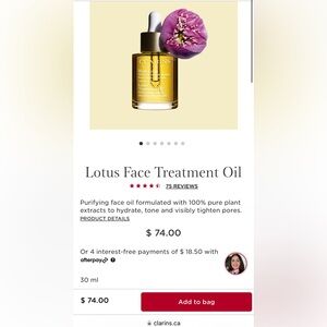 Brand new Clarins face lotus treatment oil